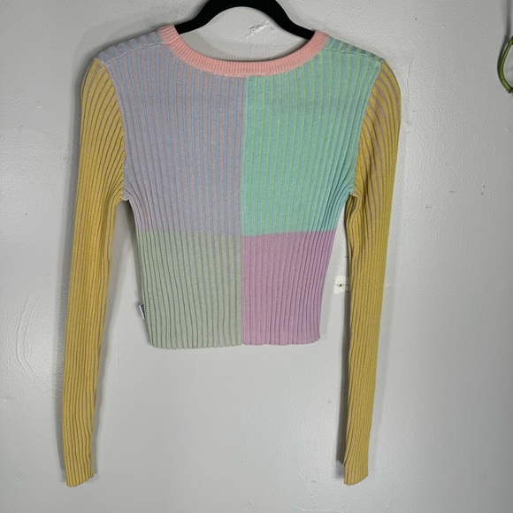 RAGGED PRIEST sweater pastel colorblock ribbed top medium DOLLS KILL y2k gothic - Picture 5 of 14